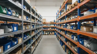 Estantes para organização de estoque Estantes de armazenagem com caixas e peças organizadas em níveis